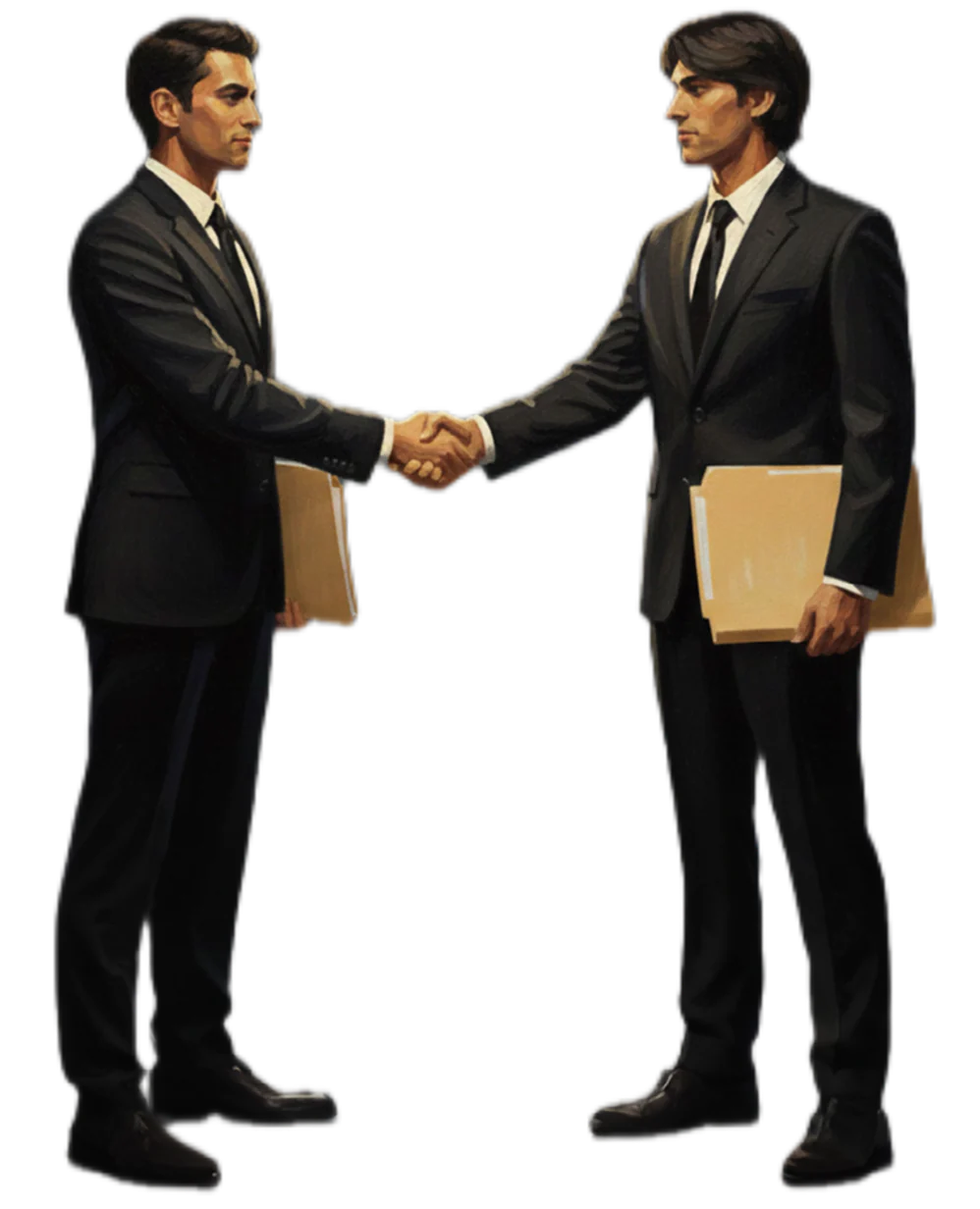 Two people shaking hands at a first meeting